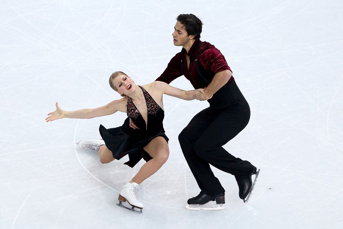 Canada's Kaitlyn Weaver and Andrew Poje compete in the figure skating free dance at the Sochi 2014 Winter Olympics.