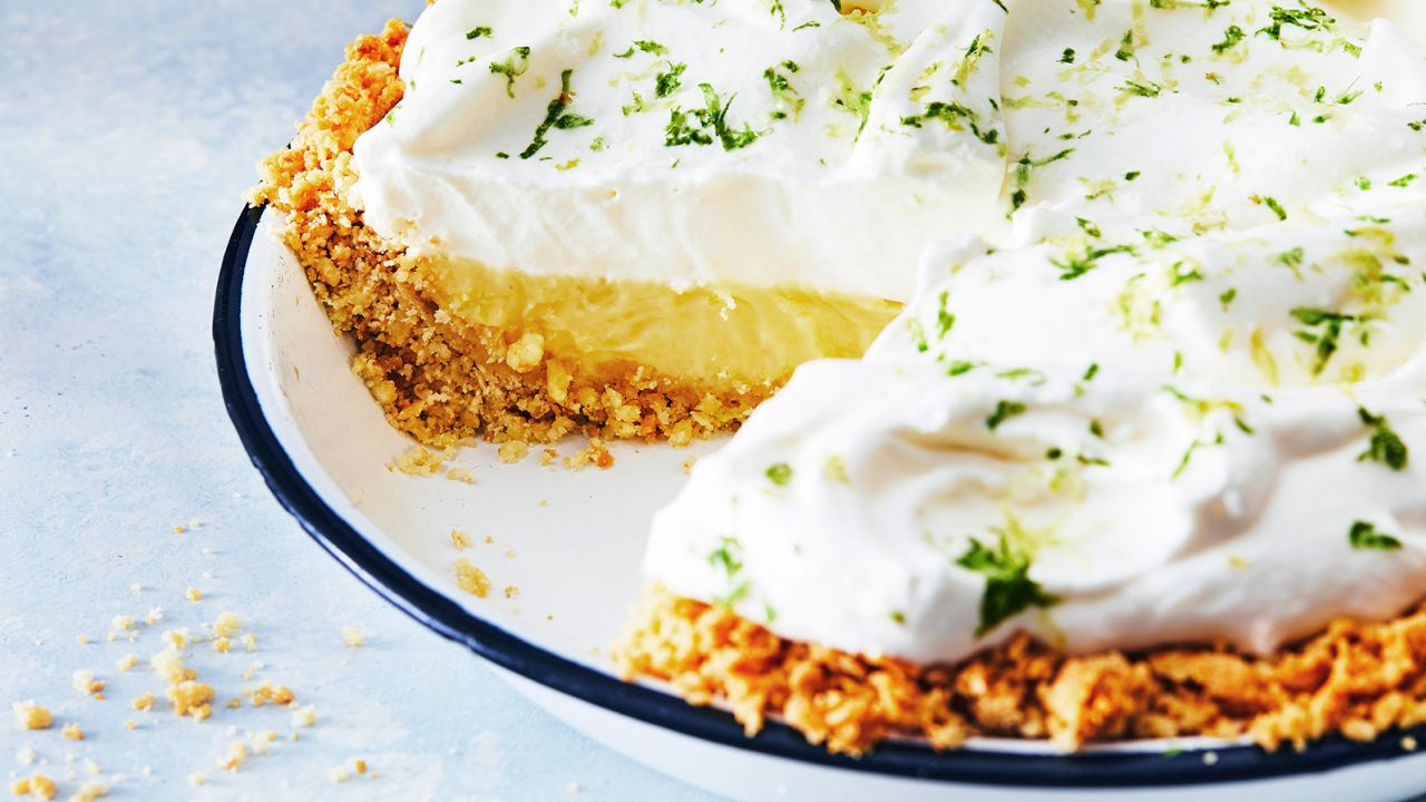 Childhood summers in North Carolina inspired Bill Smith -- the chef at Crook's Corner restaurant in Chapel Hill, N.C. -- to come up with a tart treat that he named Atlantic Beach pie, pictured in North Bergen, N.J., on July 12, 2018. Reminiscent of lemon meringue pie, Atlantic Beach pie is creamier and denser. (Julia Gartland/The New York Times)