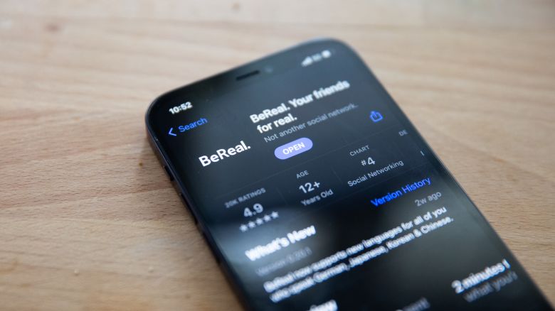 The BeReal app is seen on a phone. 