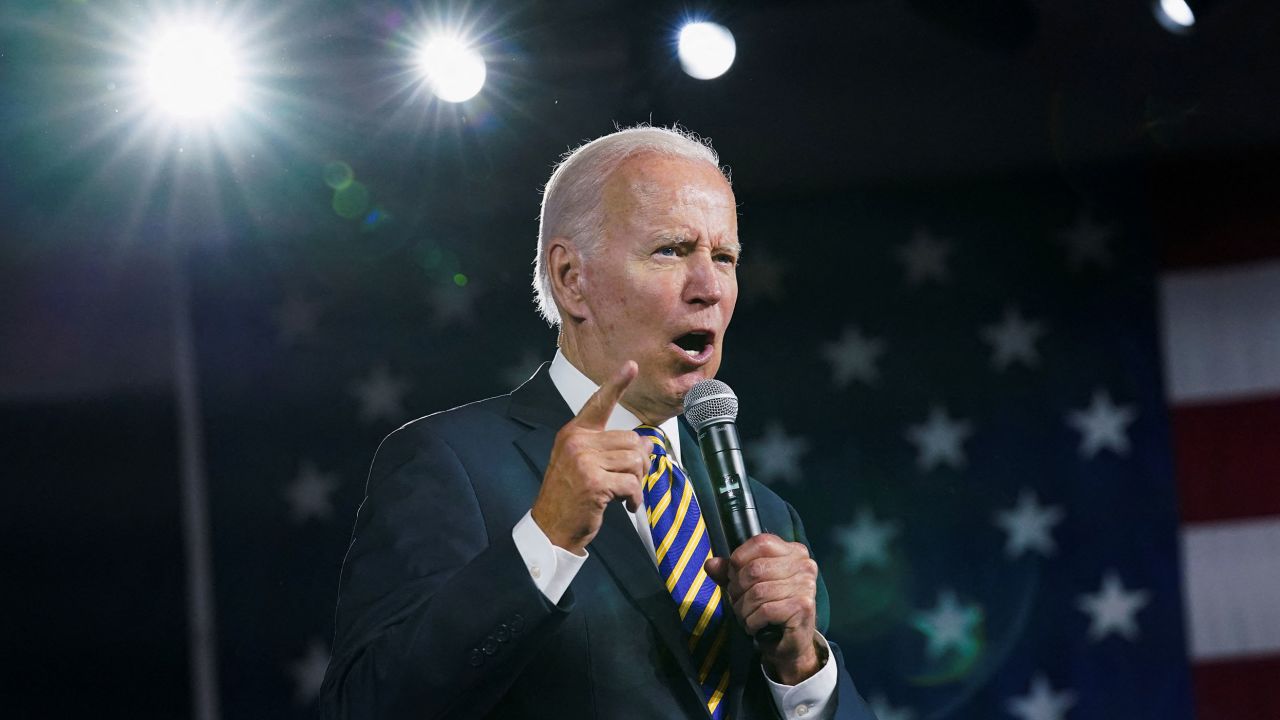 U.S. President Joe Biden speaks about his economic agenda, during his visit to Cleveland, Ohio, U.S., July 6, 2022. 