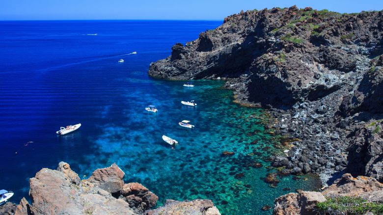 View of Pantelleria coast famous island in Sicily