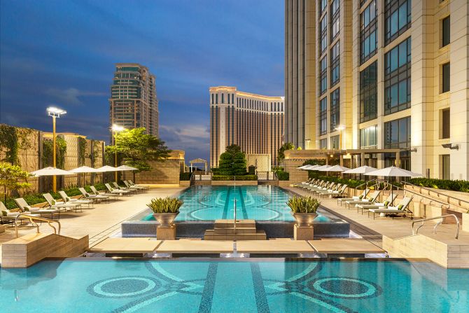 <strong>Wading in:</strong> The property is also home to two pools -- this one is heated and has a view of "Big Ben."