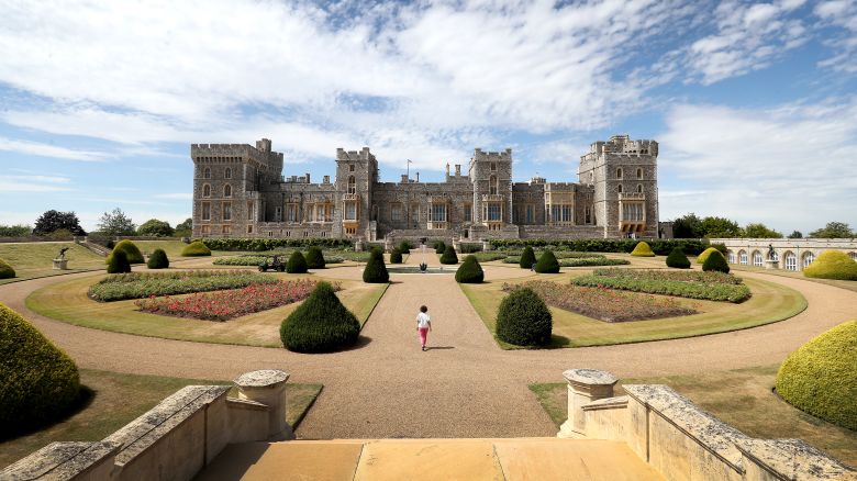 Visitors look around Windsor Castle's East Terrace Garden as it prepares to open to the public at Windsor Castle on August 05, 2020 in Windsor, England. This is the first time in over forty years the gardens have been open to the public. 