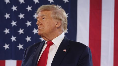 WATERLOO, IOWA - OCTOBER 07: Republican presidential candidate former President Donald Trump speaks to guests during a rally on October 07, 2023 in Waterloo, Iowa. The rally is the first of two scheduled with the former president in Iowa today. (Photo by Scott Olson/Getty Images)