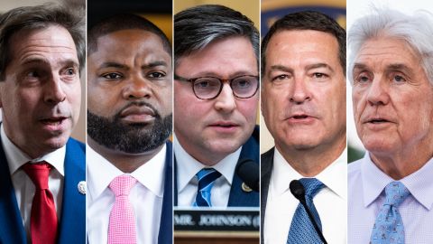 Left to right: Representatives Chuck Fleischmann, Byron Donalds, Mike Johnson, Mark Green and Roger Williams.