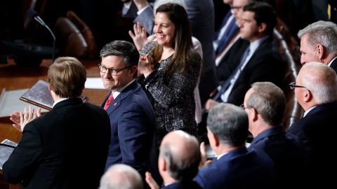 Rep. Mike Johnson casts his vote as the House of Representatives holds an election for a new Speaker of the House at the US Capitol on October 25, 2023 in Washington, DC. 