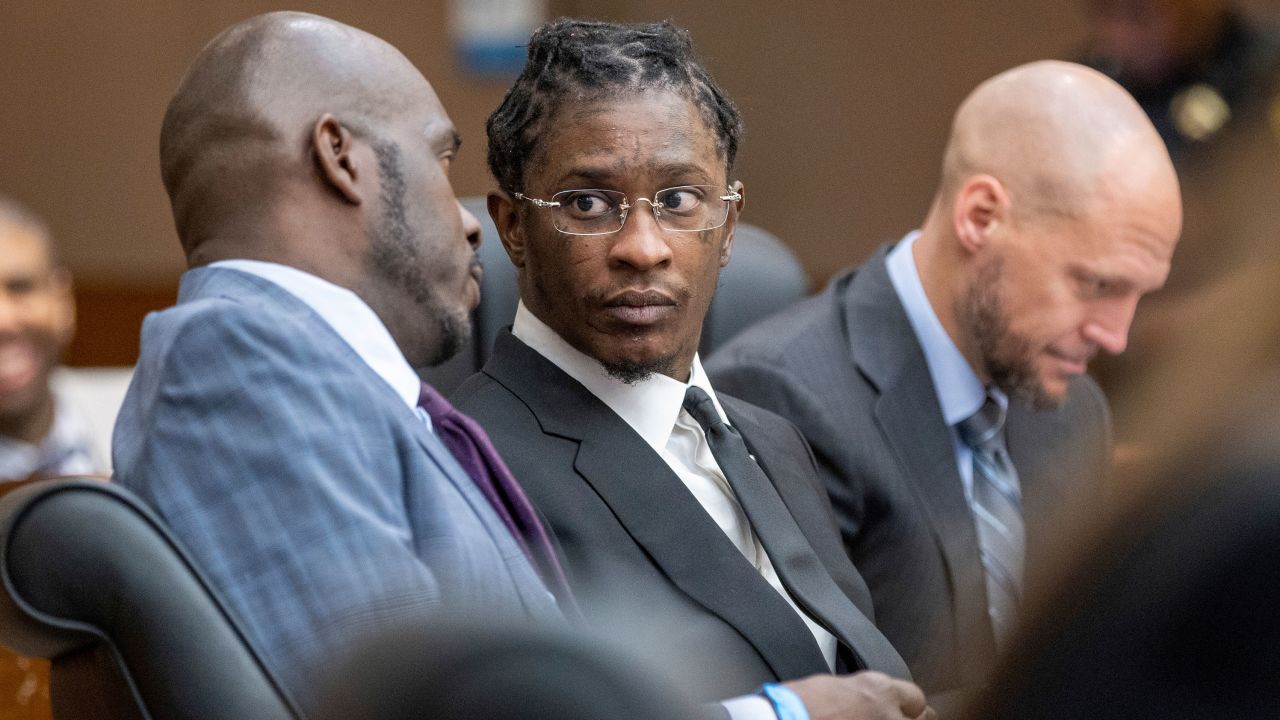 FILE - Young Thug attends a hearing on the YSL case in Atlanta on Dec. 22, 2022. Nearly 10 months after jury selection began, a panel of Georgia citizens was selected Wednesday, Nov. 1, 2023, for the trial of rapper Young Thug and several other people accused of participating in a criminal street gang responsible for violent crimes. (Arvin Temkar/Atlanta Journal-Constitution via AP, File)