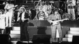 British pop duo Wham! performs on stage in Peking, April 7, 1985. The group stunned the mostly Chinese crowd at a packed stadium in China's first big-name rock concert. Singer George Michael is at left, Andrew Ridegely at right. (AP Photo/Neal Ulevich)