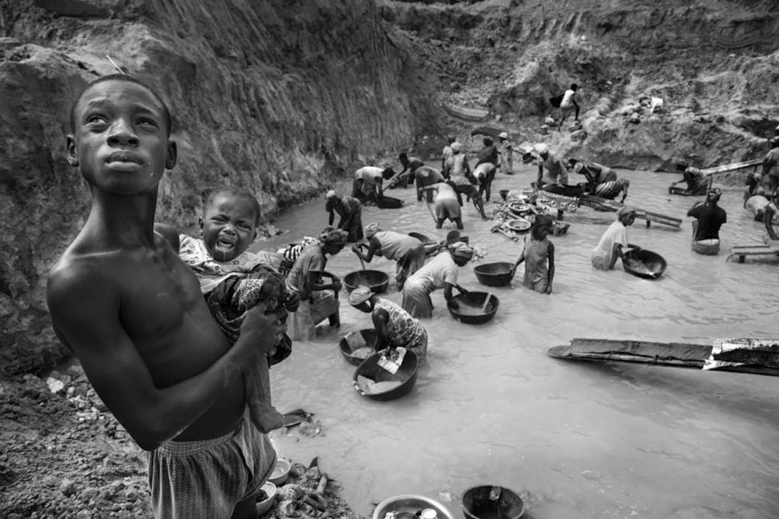 Women pan for gold in Ghana, in water that is full of mercury.