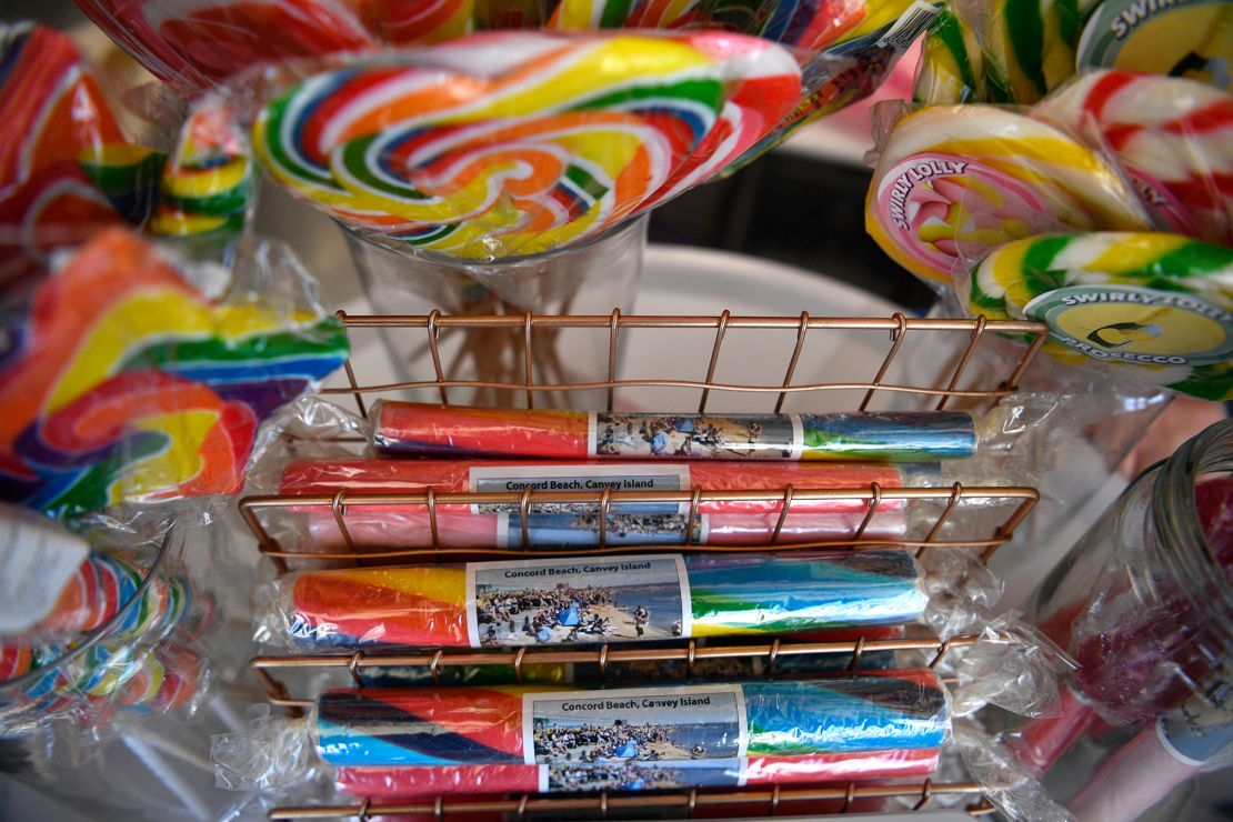 ATTENTION: This Image is part of a PHOTO SET
Mandatory Credit: Photo by NEIL HALL/EPA-EFE/Shutterstock (10459489d)
Candy rock is displayed for sale in an ice-cream stand in Canvey Island in east Essex, Britain, 20 September 2019 (issued 29 October 2019). In the 2016 referendum, the borough of Castle Point in east Essex, a green area along the River Thames estuary which is home to an ageing population, voted 72.7% in favor of leaving the EU, putting it in the top three nationally. After several days of discussions, the EU has named 31 January 2020 as the new date for the UK's withdrawal from the bloc, despite Prime Minister Boris Johnson insisting there would be no further delay. There is also the very real chance that the country will hold snap elections to break the deadlock. In any case, Johnson must achieve what his predecessor, Theresa May, found impossible: getting the deal through a bitterly divided House of Commons. The parliamentary rift, which has seen dozens of MPs from the governing Conservative Party have their membership revoked or join the opposition, illustrates the deep divide across much of the country since the UK chose to leave the EU. In the three years since the vote, British politicians have struggled to reach any sort of consensus on the most pressing issues surrounding Brexit. But political considerations aside, perhaps the biggest challenge facing the country is how to bridge the divide that has left the United Kingdom more disunited than ever.
The Disunited Kingdom, Canvey Island, United Kingdom - 20 Sep 2019