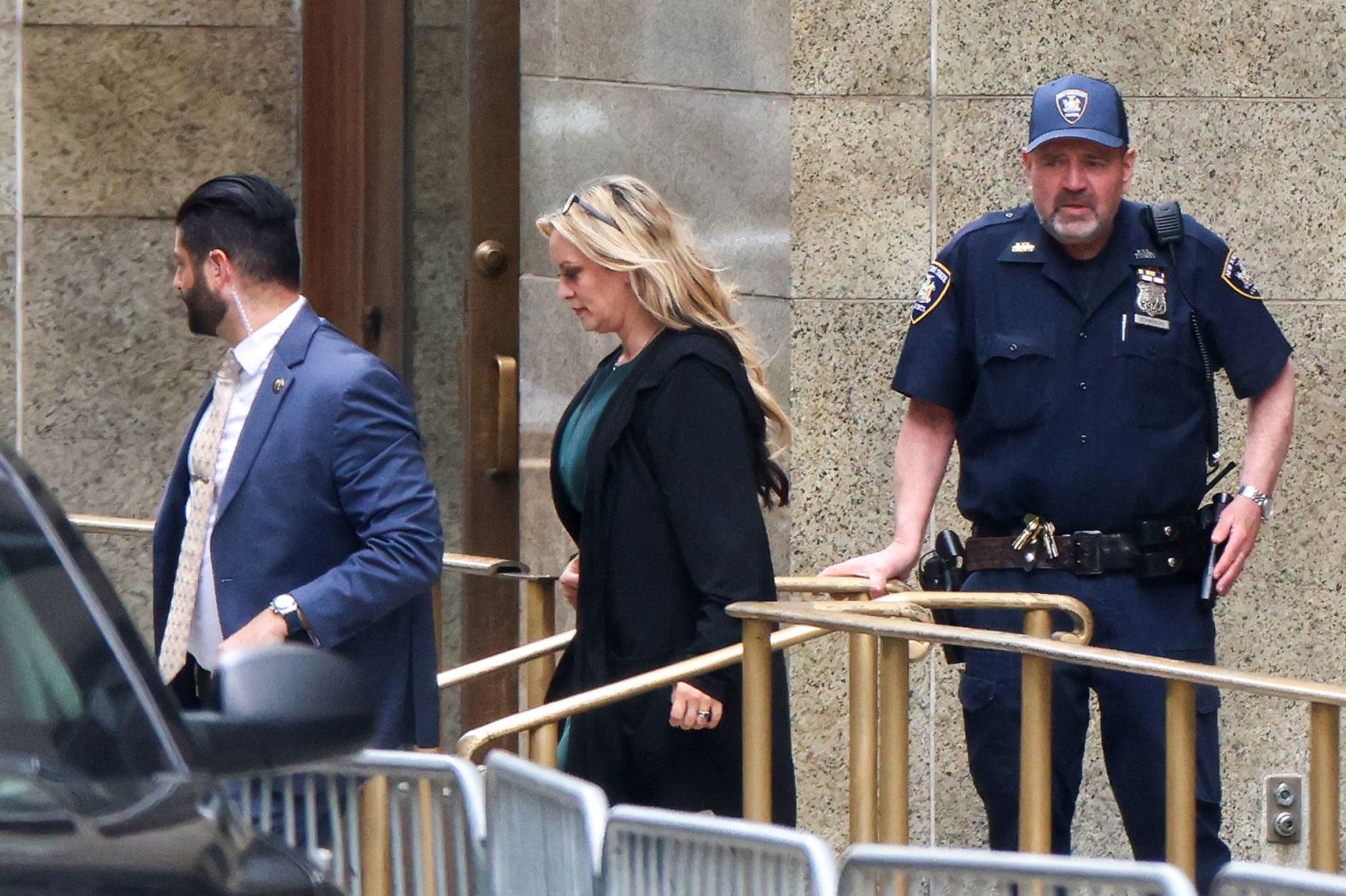 Daniels leaves Manhattan Criminal Court after <a href="https://www.cnn.com/politics/live-news/trump-hush-money-trial-05-09-24/index.html" target="_blank">testifying on May 9</a>.