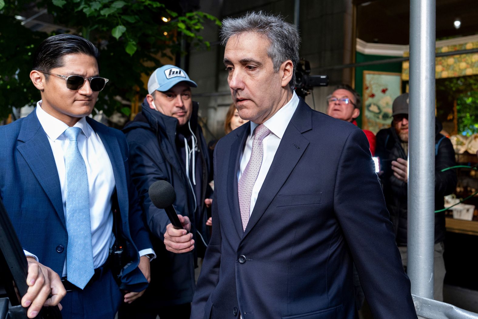 Michael Cohen, Trump's former personal attorney, leaves his apartment building in New York on his way to court on May 13. <a href="https://www.cnn.com/politics/live-news/trump-hush-money-trial-05-16-24/index.html" target="_blank">Cohen testified</a> that Trump directed him to pay hush money to Stormy Daniels in the final days of the 2016 presidential campaign.