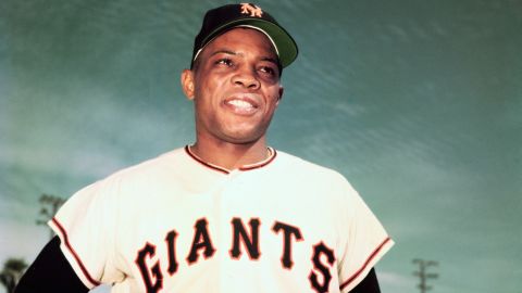 3/1955- Willie Mays of the New York Giants.  Waist-up photograph with hands on his hips.