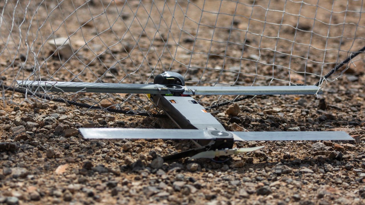 This image provided by the US Marine Corps shows a Switchblade 300 10C drone system being used as part of a training exercise at Marine Corps Air Ground Combat Center Twentynine Palms, California, on Sept. 24, 2021.