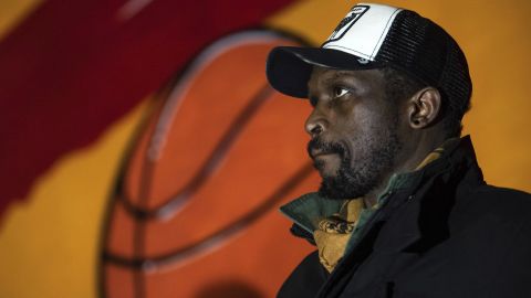 Inauguration of the mural in honor of the Chicago Bulls for the NBA Paris Game 2023. Luol Deng, chicago bulls player. Jules Noel Sports Center, 14th district of Paris. Friday, January 20, 2023. Photograph by JEANNE ACCORSINI / SIPA PRESS. (Sipa via AP Images)