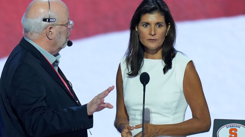 Former South Carolina Gov. Nikki Haley  is seen during the walkthrough for day two of the Republican National Convention in Milwaukee on July 16, 2024.