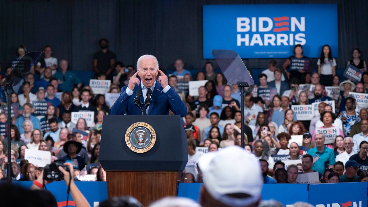 President Joe Biden speaks at a post-debate campaign rally on June 28, 2024 in Raleigh, North Carolina.