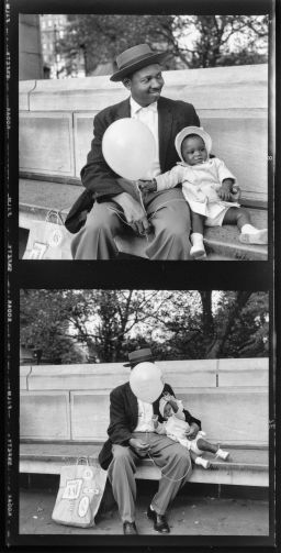 A father and child photographed in Central Park, New York, in 1959.