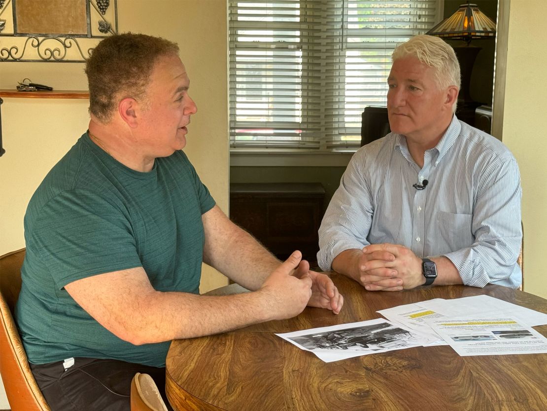 John King with UAW member Chris Vitale in St. Clair Shores, Michigan.