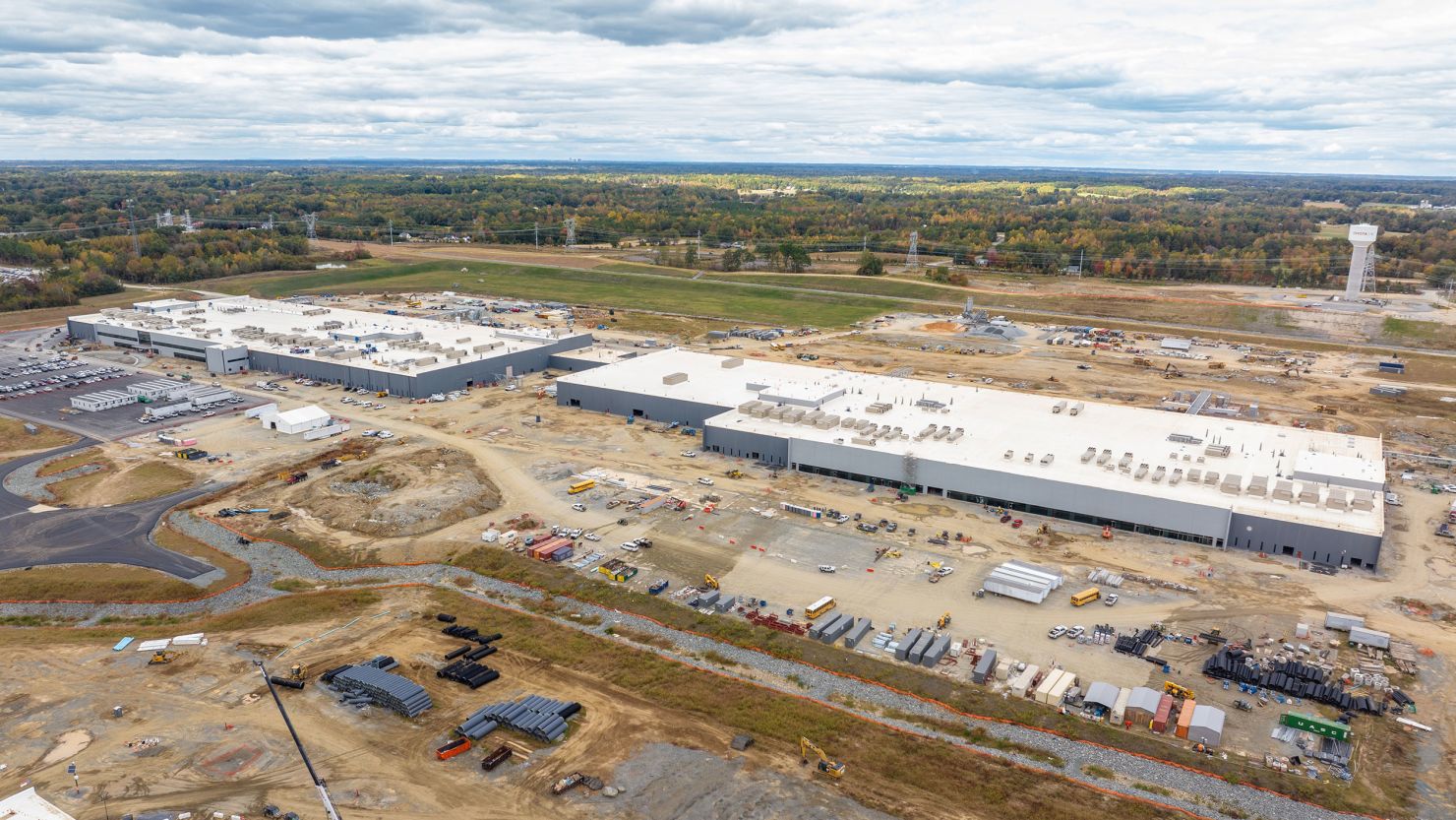 An aerial view of construction at Toyota's North Carolina battery plant.