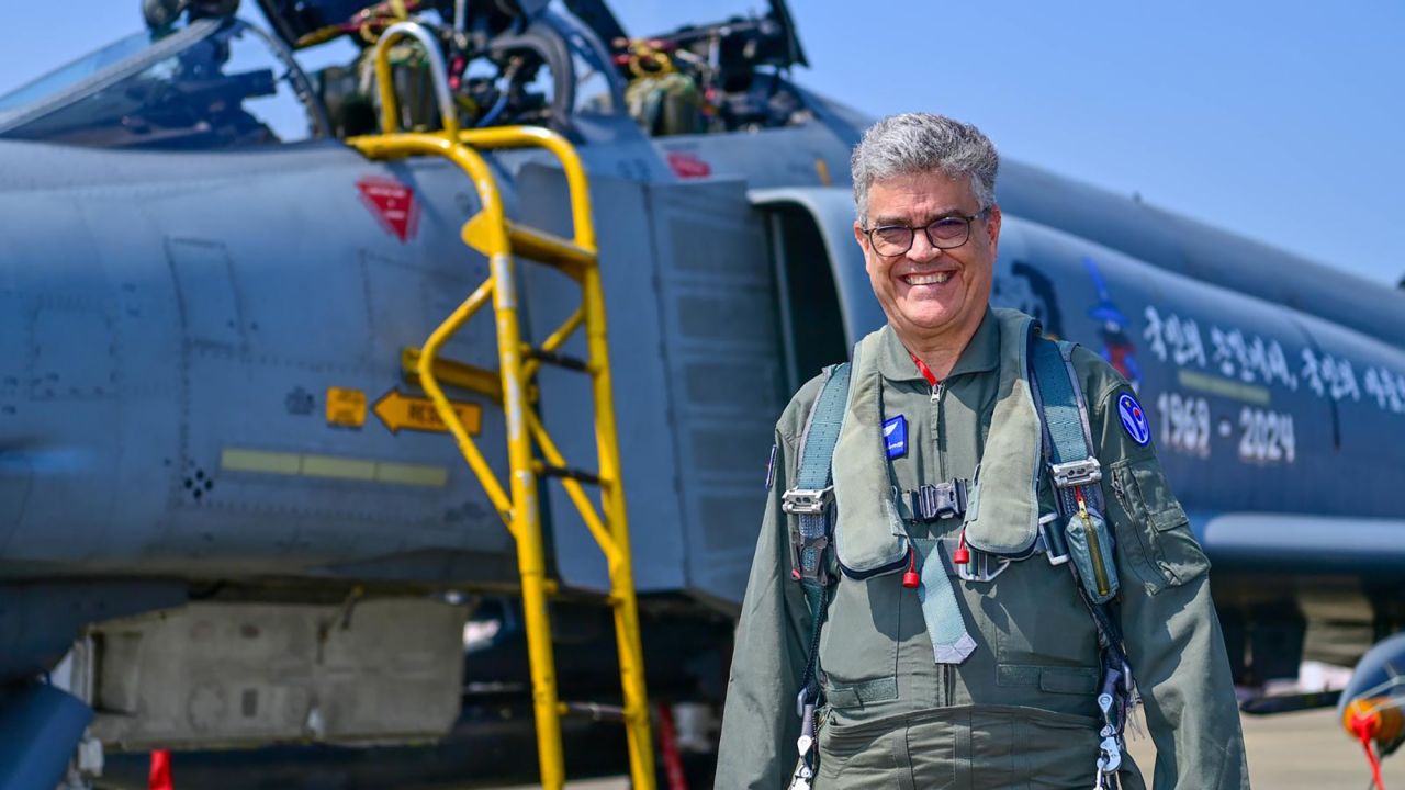 Picture of Brad Lendon was taken just before boarding the South Korean Air Force F-4 Phantom on May 8, 2024.