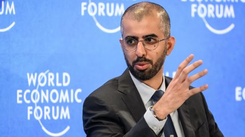 United Arab Emirates' Minister of State for artificial intelligence and digital economy Omar Sultan Al Olama gestures during a session at the World Economic Forum (WEF) annual meeting in Davos, on May 25, 2022.