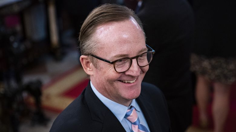 Robert Gibbs, former White House press secretary, following a ceremony with former US President Barack Obama and former First Lady Michelle Obama for the unveiling of their official White House portraits in Washington, D.C., US, on Wednesday, Sept. 7, 2022. The portraits of Barack Obama and Michelle Obama, acquired and commissioned by the White House Historical Association, were painted by Robert McCurdy and Sharon Sprung, respectively.