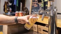 PORTLAND, ME - JANUARY 8: Travis Milliken pours a pint of the Intermission NA IPA at Foundation Brewing Company on Sunday, January 8, 2023. The brewery released their first non-alcoholic beer, which is only available on draft at their tasting room, at the start of the year. (Staff photo by Brianna Soukup/Portland Press Herald via Getty Images)