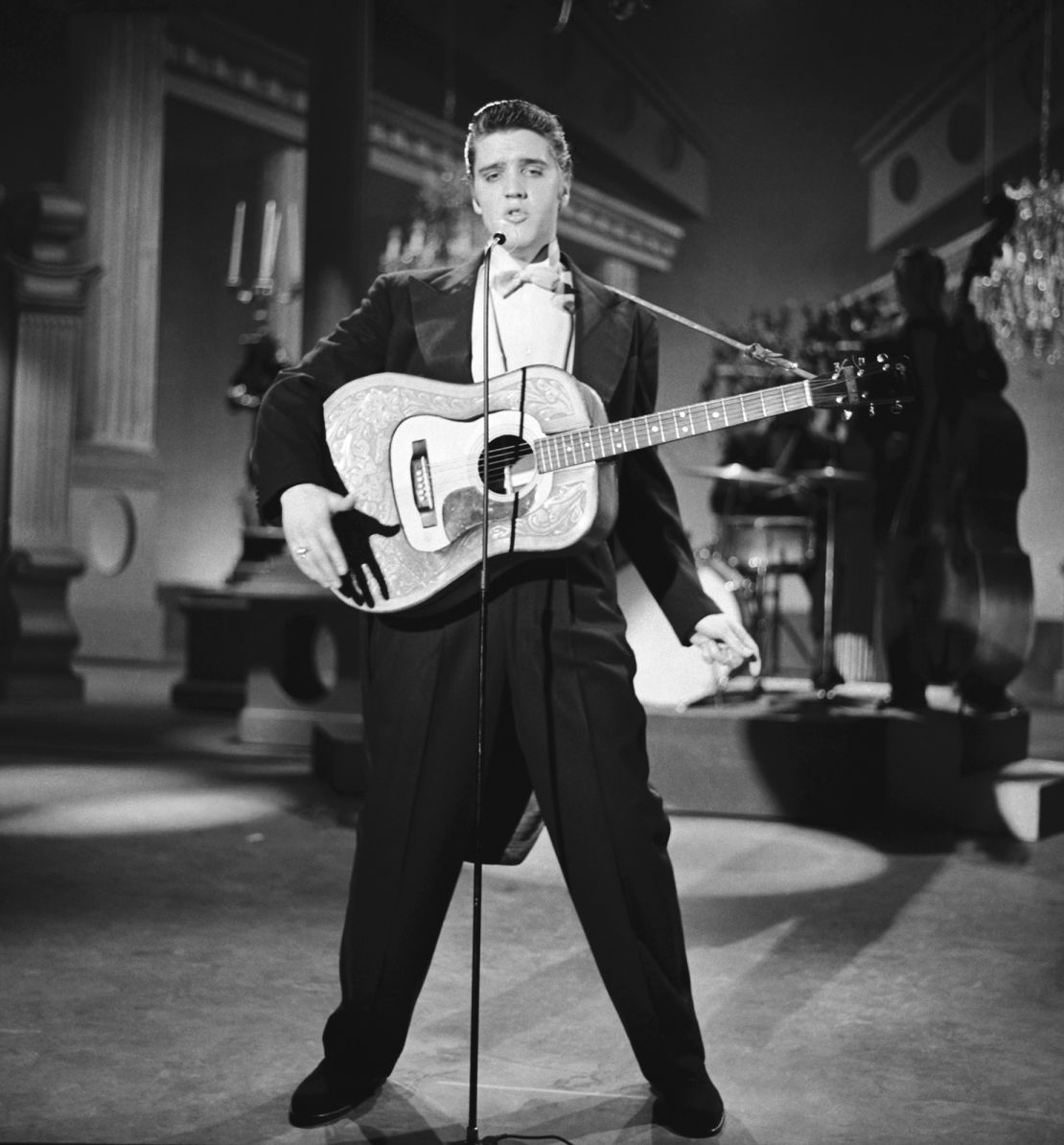 Presley wore the shoes while singing 'I Want You, I Need You, I Love You' on the Steve Allen show in July 1956.