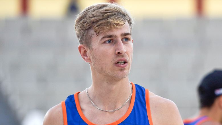 TLAXCALA, MEXICO - OCTOBER 11: Steven van de Velde of the Netherlands during Day 6 of the Beach World Champs Tlaxcala 2023 at Tlaxcala Plaza de Toros on October 11, 2023 in Tlaxcala, Mexico. (Photo by Pablo Morano/BSR Agency/Getty Images)