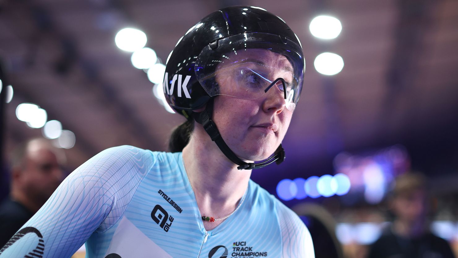 Katie Archibald looks on during Round 5 The Grand Finale of the 2023 UCI Track Champions League at Lee Valley Velopark Velodrome on November 11, 2023 in London, England.