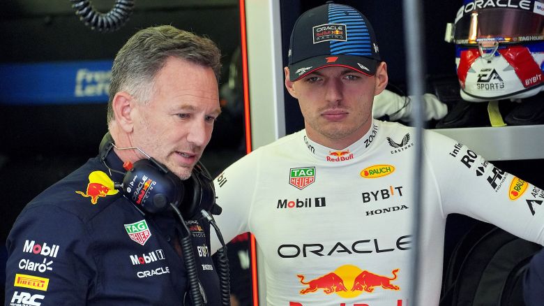 01 March 2024, Bahrain, Sakhir: Motorsport: Formula 1 World Championship, Bahrain Grand Prix, 3rd free practice. Team Principal Christian Horner (l) from Team Oracle Red Bull Racing and Max Verstappen from the Netherlands from Team Oracle Red Bull talk in the pits. Photo: Hasan Bratic/dpa (Photo by Hasan Bratic/picture alliance via Getty Images)