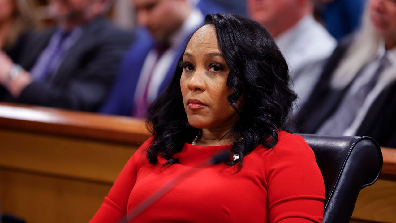 Fani Willis, Fulton County District Attorney, at the Fulton County Courthouse in Atlanta, Georgia, US, on Friday, March 1, 2024. The judge overseeing Fulton County's prosecution of Donald Trump and others over his alleged effort to overturn the 2020 presidential election is holding the hearing as he considers whether he should disqualify Fani Willis over claims she gained a financial and personal benefit from her romantic relationship with the lead prosecutor, Nathan Wade. Photographer: Alex Slitz/AP/Bloomberg via Getty Images