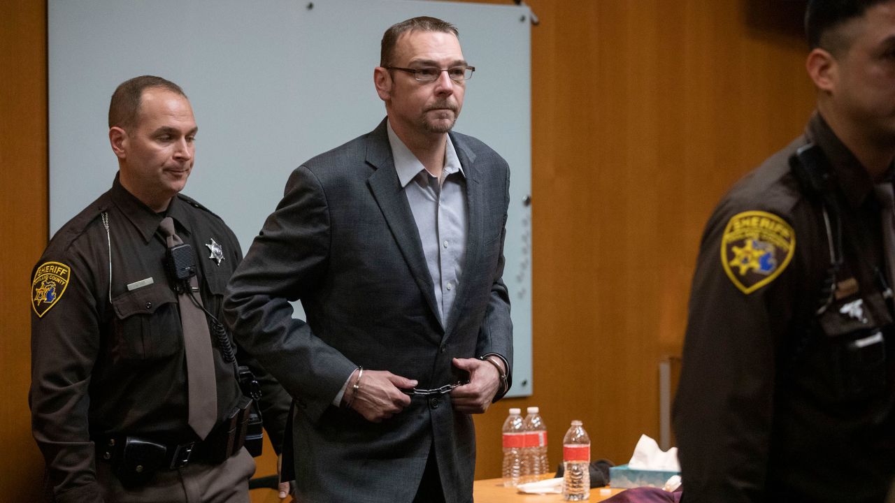 James Crumbley exits the courtroom while the jury begins their deliberations on March 13 at Oakland County Circuit Court in Pontiac, Michigan.