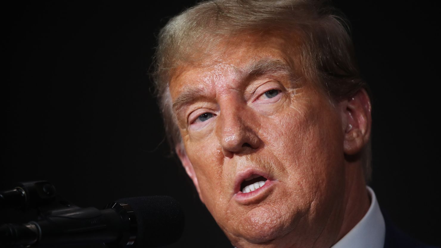 Former U.S. President Donald Trump speaks at a campaign event on April 02, 2024 in Grand Rapids, Michigan.