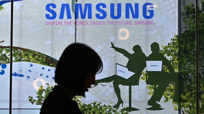 Samsung's logo displayed at the company's Seocho building in Seoul, South Korea, on April 30, 2024