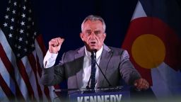 AURORA, CO - MAY 19: independent presidential candidate Robert F. Kennedy Jr. speaks during a voter rally at The Hangar at Stanley Marketplace in Aurora, Colorado on May 19, 2024. Kennedy talked about his plans to "restore the middle class, unravel corporate capture of government agencies, unwind the are machine, end chronic disease epidemic, reduce the national debt, make homes affordable again, and protect constitutional rights". (Photo by Helen H. Richardson/MediaNews Group/The Denver Post via Getty Images)