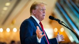 Former President Donald Trump speaks at a news conference from the lobby of Trump Tower the day after being found guilty on 34 felony counts of falsifying business records in the first degree at Manhattan Criminal Court, in New York, NY on Friday, May 31, 2024. Trump became the first former president to be convicted of felony crimes as a New York jury found him guilty of 34 felony counts of falsifying business records in a scheme to illegally influence the 2016 election through hush money payments to a porn actor who said the two had sex.