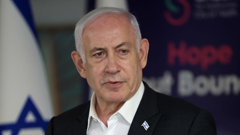 Israeli Prime Minister Benjamin Netanyahu at the Sheba Tel-HaShomer Medical Center on June 8, 2024 in Ramat Gan, Israel.