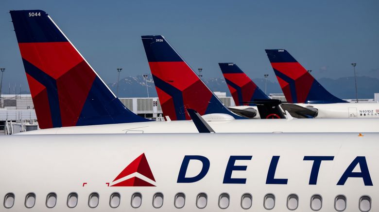 SEATTLE, WASHINGTON - JUNE 19: Delta Airlines planes are seen parked at Seattle-Tacoma International Airport on June 19, 2024 in Seattle, Washington. The airport covers 2,500 acres and has three parallel runways. It is the primary international airport serving Seattle and its metropolitan area in Washington state. (Photo by Kent Nishimura/Getty Images)