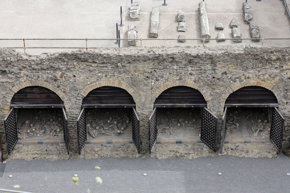 A view of the ancient beach, with the skeletons of the fugitive victims of the eruption of Vesuvius in 79AD, open to the public for the first time.