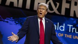 WASHINGTON, DC - JUNE 22: Former U.S. President Donald Trump gestures to the crowd before delivering the keynote address at the Faith & Freedom Coalition's Road to Majority Policy Conference at the Washington Hilton on June 22, 2024 in Washington, DC. The conservative Christian group is hosting a series of congressional members and political candidates to speak on the upcoming 2024 elections. (Photo by Samuel Corum/Getty Images)