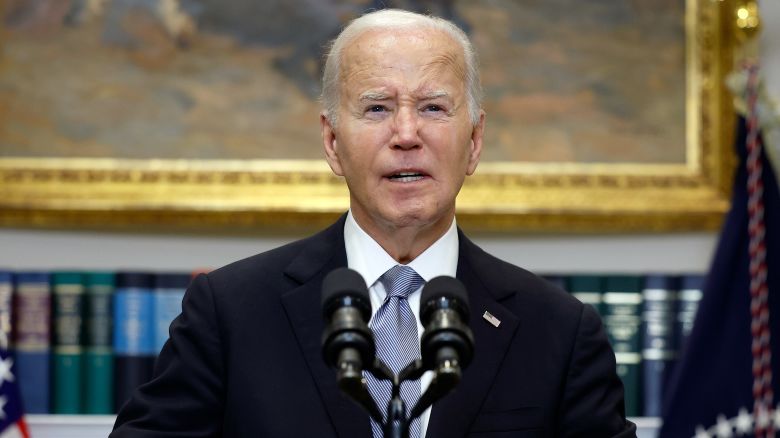 President Joe Biden delivers remarks on the assassination attempt on former President Donald Trump at the White House on July 14, 2024, in Washington.