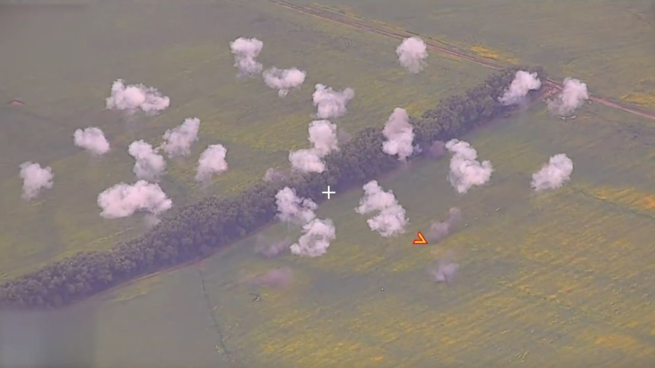 A screen grab from a video released by the Russian Ministry of Defense shows what Russia said are Russian forces launching a missile attack against Ukrainian armed forces at the border area near Kursk Oblast, Russia on August 7, 2024.