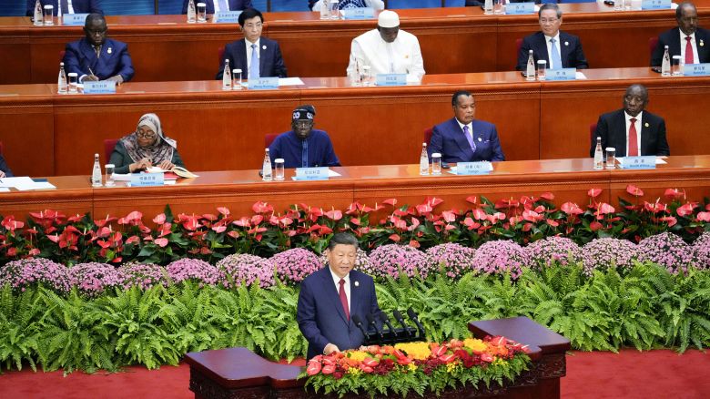 Chinese leader Xi Jinping addresses the opening ceremony of a summit of the Forum on China-Africa Cooperation in Beijing on September 5.