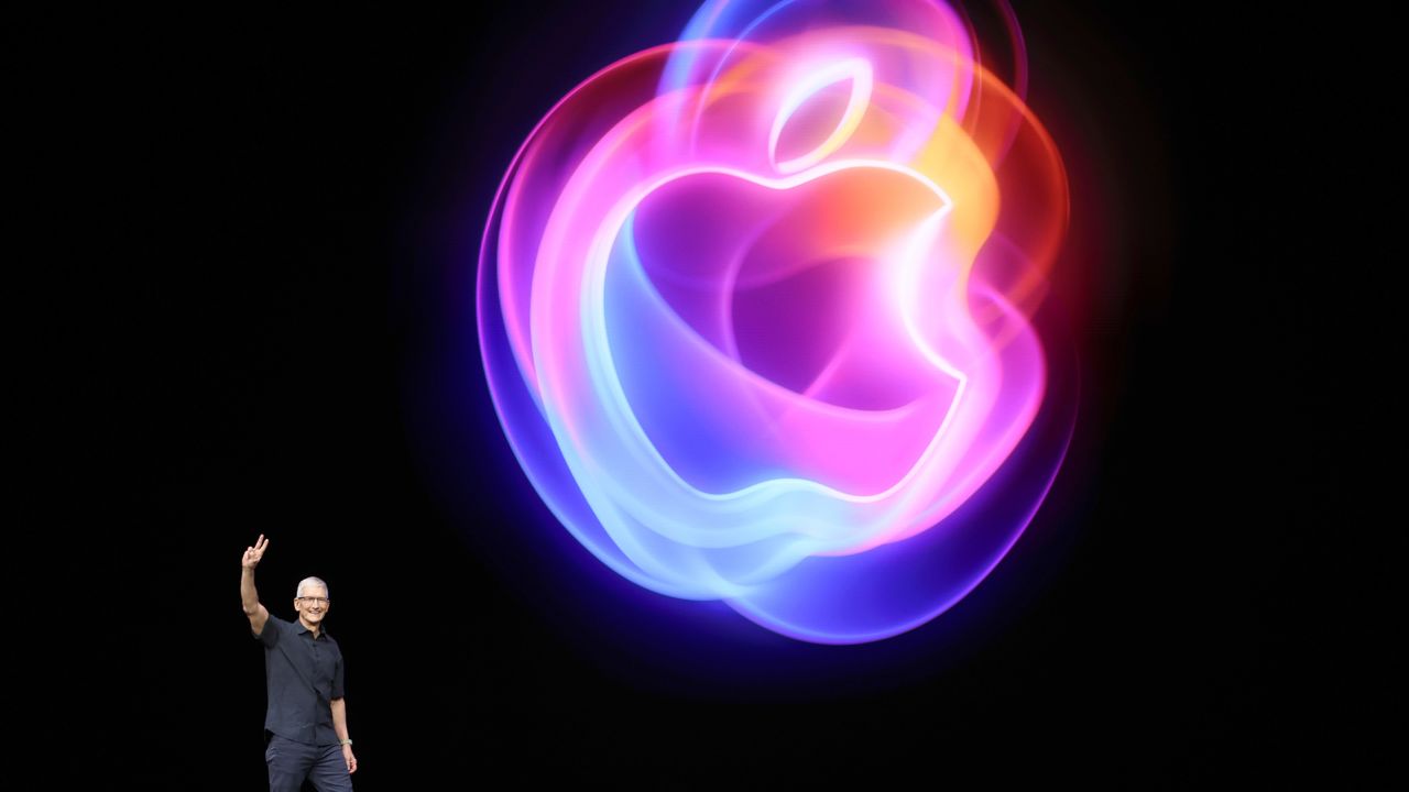 Apple CEO Tim Cook delivers remarks before the start of an Apple event at Apple headquarters on September 09, 2024 in Cupertino, California. Apple held an event to showcase the new iPhone 16, Airpods and Apple Watch models.