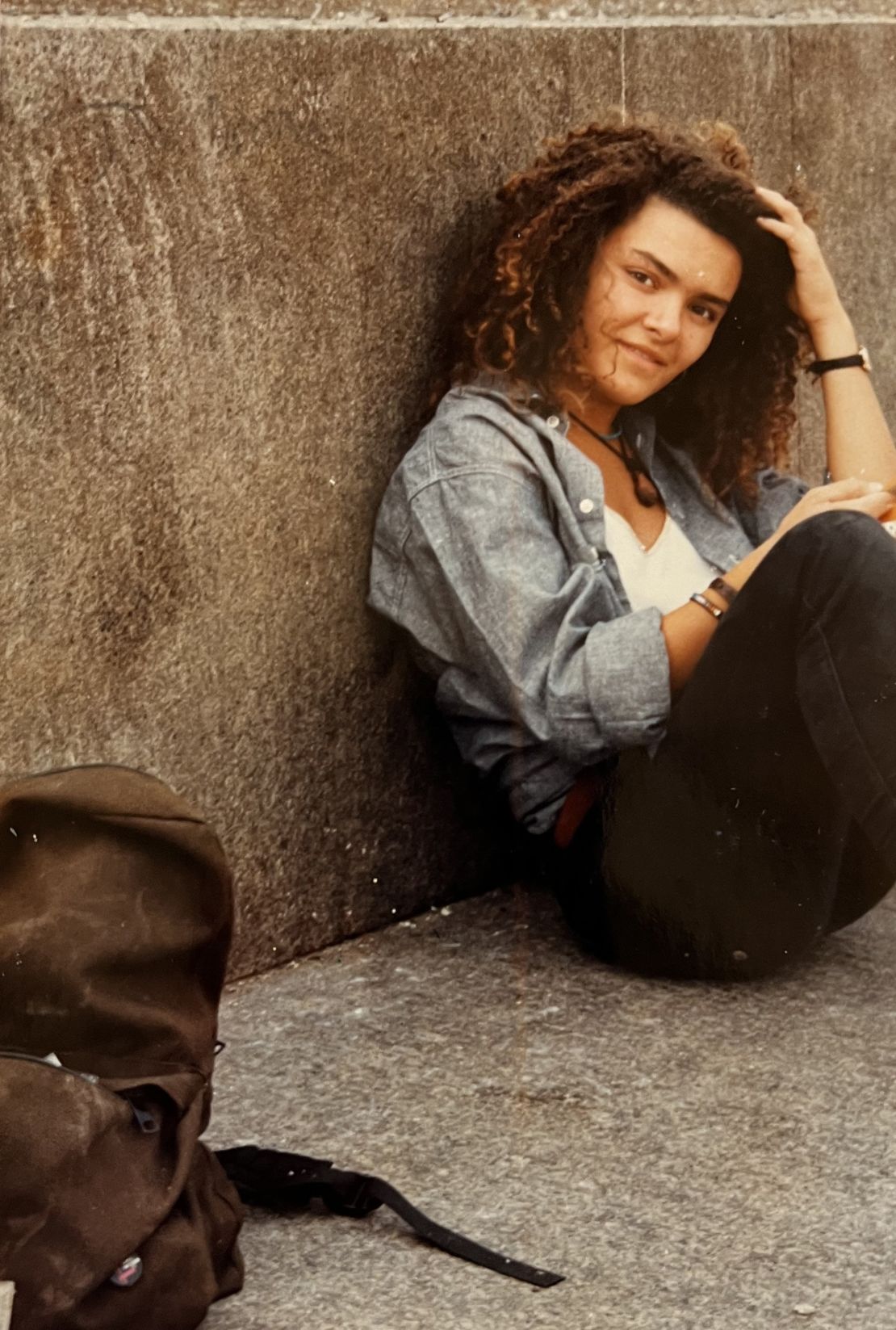 Here's Cristina, photographed by Matt, at London's Trafalgar Square on the day they met in August 1984.