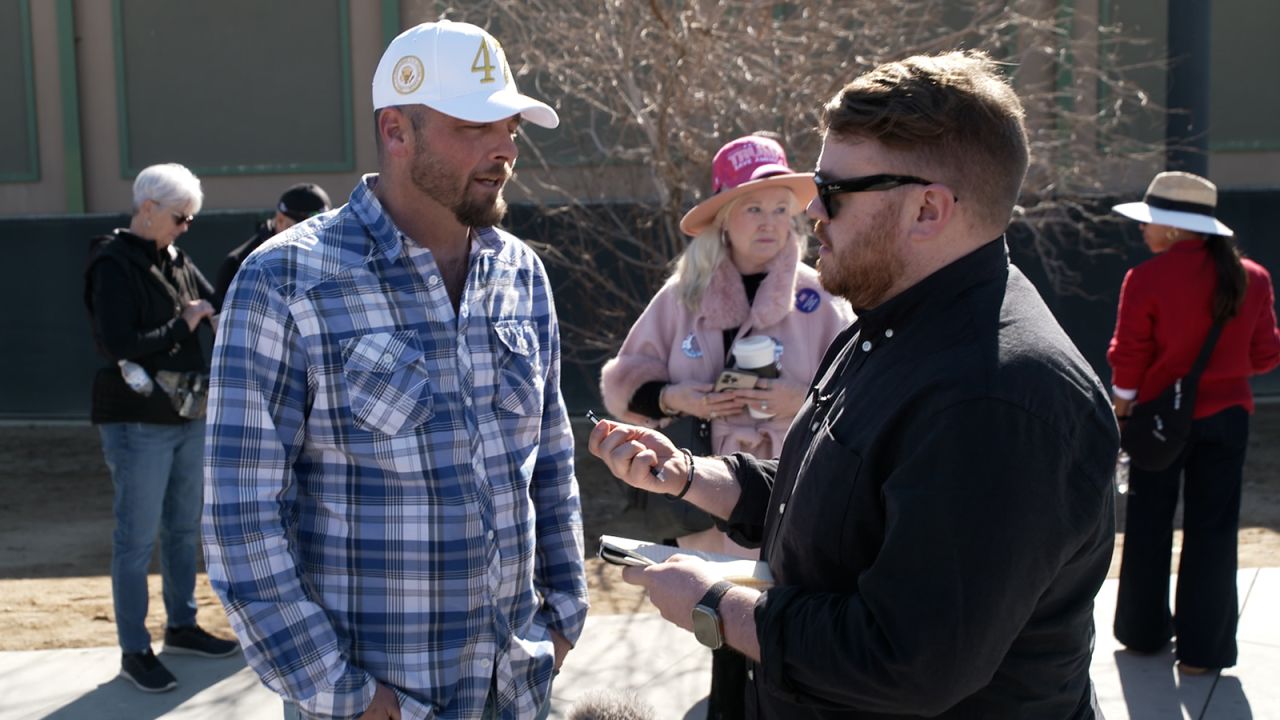 In this still from the documentary, "MisinfoNation: The Trump Faithful," CNN's Donie O'Sullivan interviews Joe Black from Colorado.