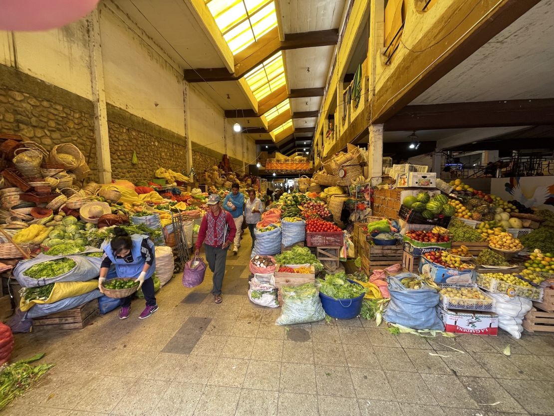 Ingredients are ready for preparation at Mercado Central in Sucre, Bolivia.