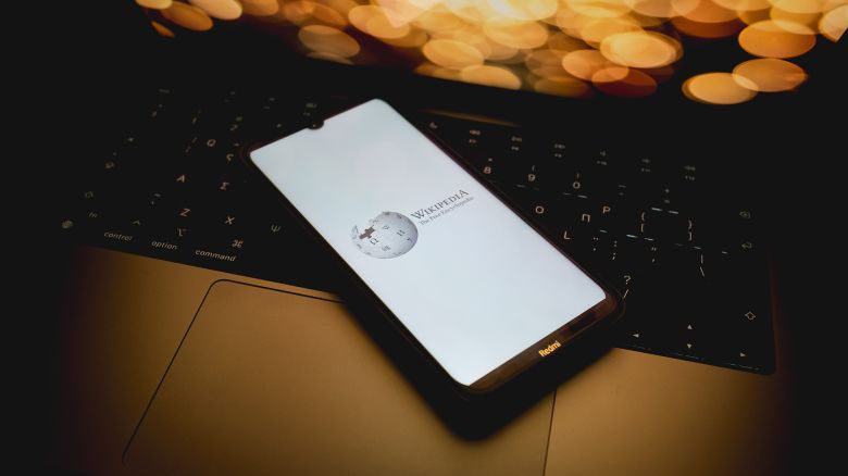 The Wikipedia logo is being displayed on a smartphone screen in Athens, Greece, on May 31, 2024.